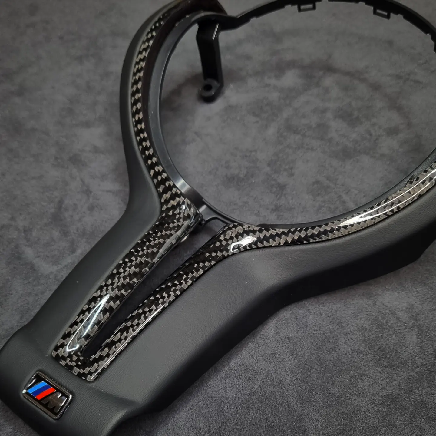 BMW F series Trim – Black smooth leather and Gloss Carbon Fibre Bezel - Image 6