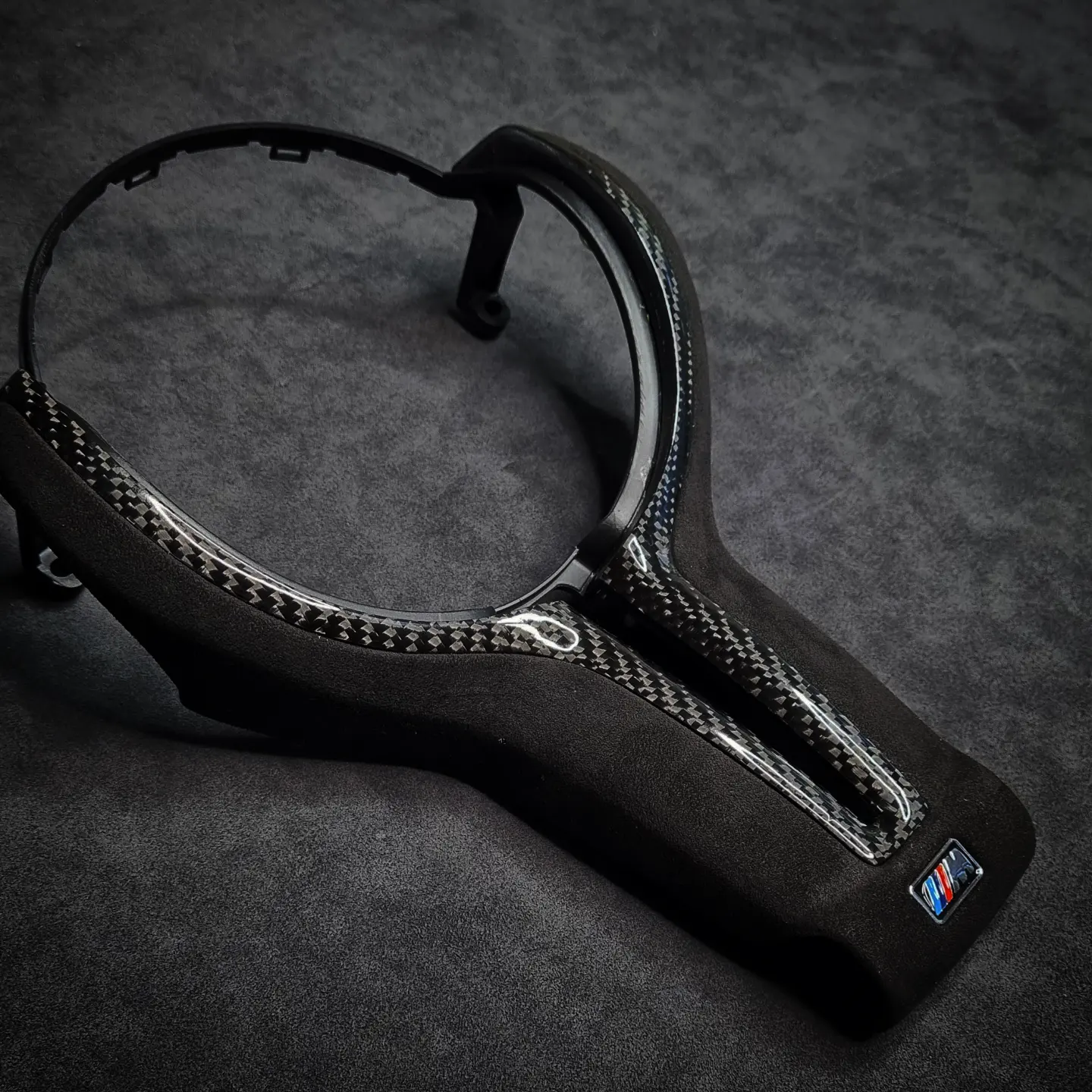 BMW F series Trim – Alcantara 9040 (black) and Gloss Carbon Fibre Bezel