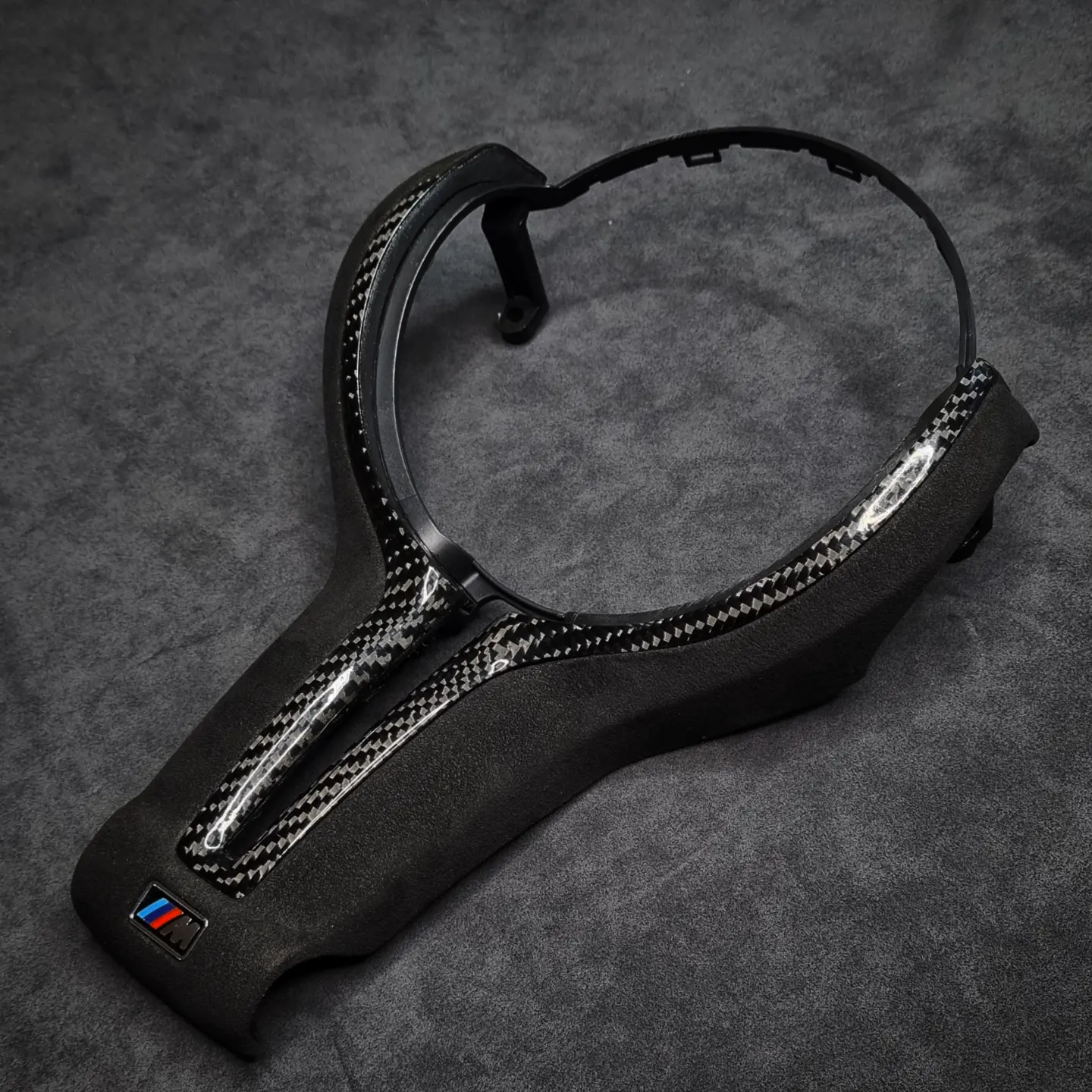 BMW F series Trim – Alcantara 9040 (black) and Gloss Carbon Fibre Bezel - Image 4