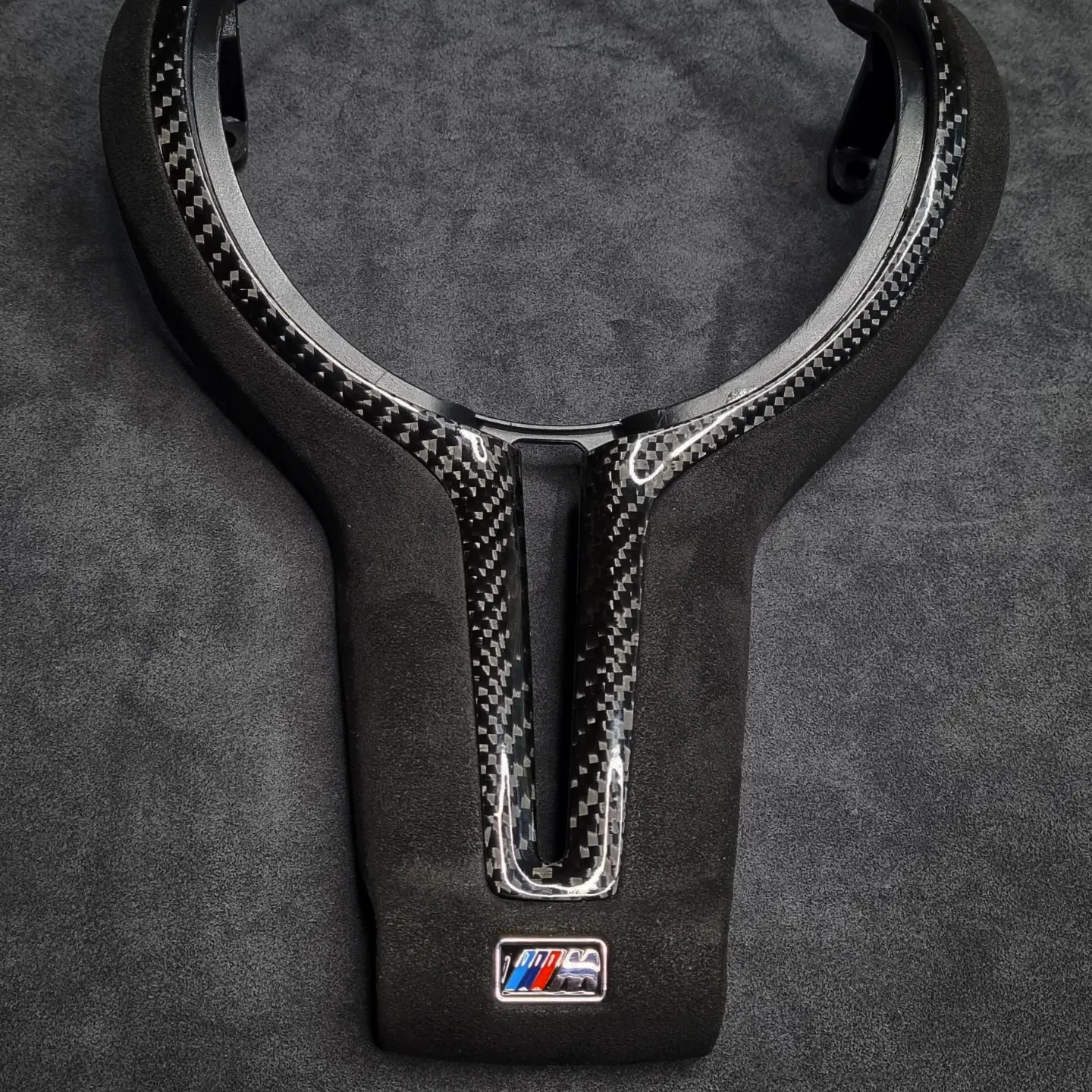 BMW F series Trim – Alcantara 9040 (black) and Gloss Carbon Fibre Bezel - Image 5