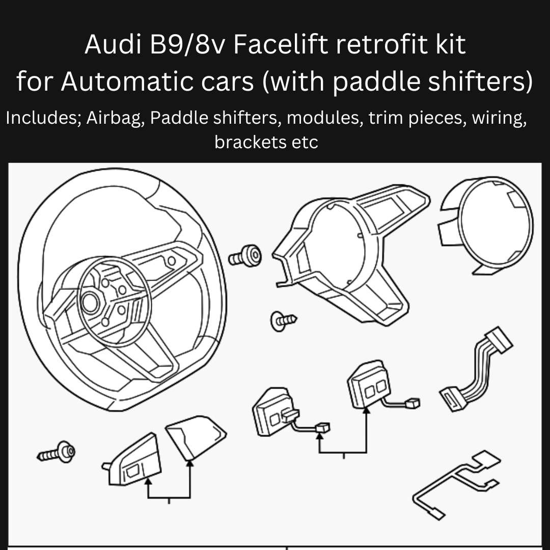 Retrofit Kit - Audi B9/8V Flat Bottom Steering wheel - Automatic (WITH Paddle Shifters)