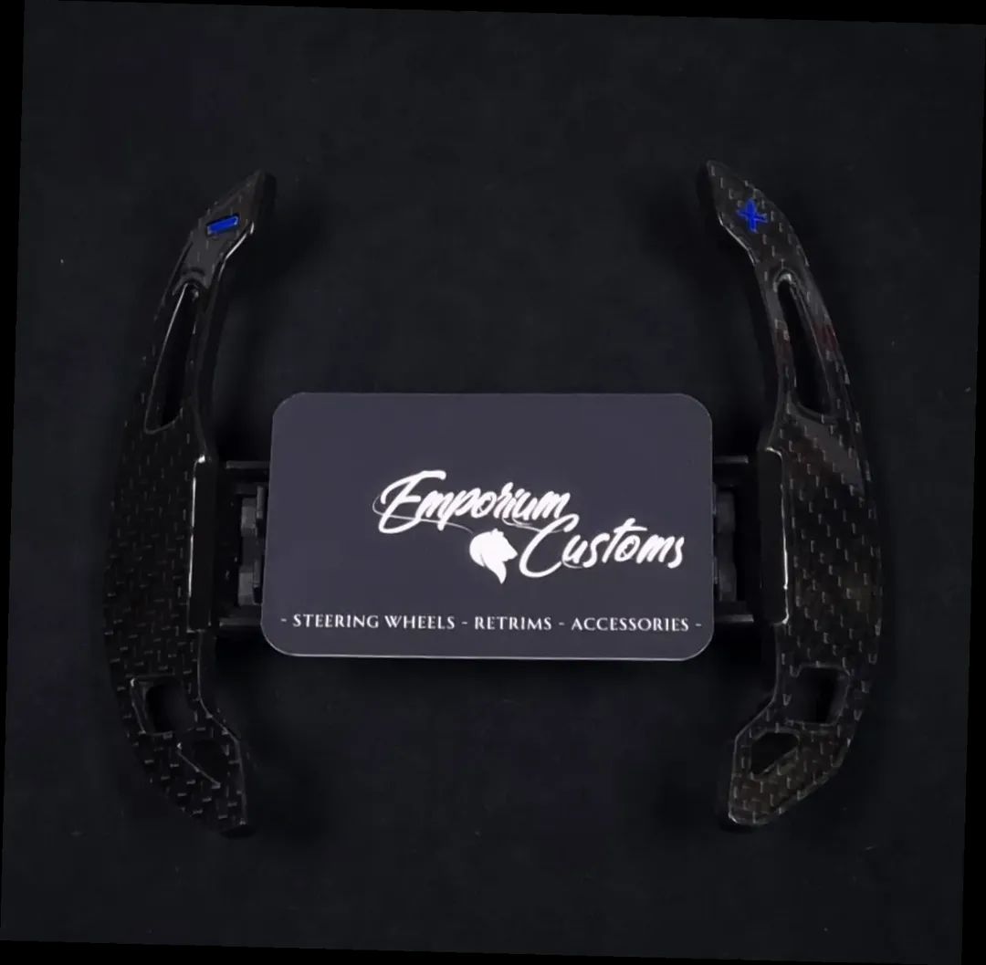 BMW F series Carbon Fibre Paddle Shifters - Race Style with Blue+/- - F20 F21 F30 F31 F80 F82 M140i M3 M4 - Image 3