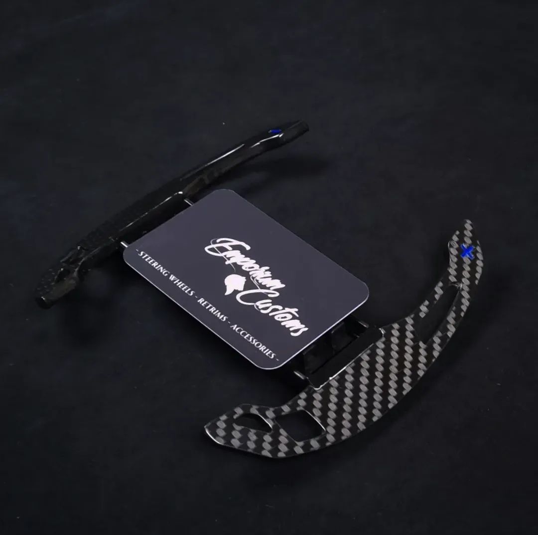 BMW F series Carbon Fibre Paddle Shifters - Race Style with Blue+/- - F20 F21 F30 F31 F80 F82 M140i M3 M4 - Image 5