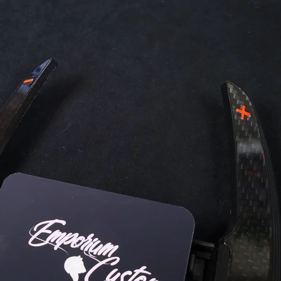 BMW F series Carbon Fibre Paddle Shifters - Sport Style with Red +/- - F20 F21 F30 F31 F80 F82 M140i M3 M4 - Image 5