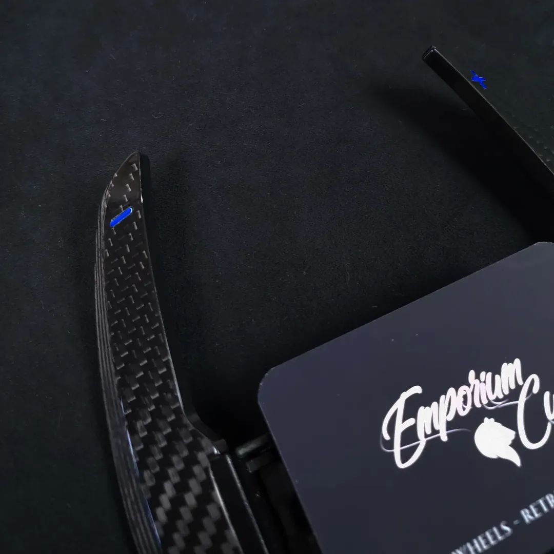 BMW F series Carbon Fibre Paddle Shifters - Sport Style with Blue+/- - F20 F21 F30 F31 F80 F82 M140i M3 M4 - Image 5